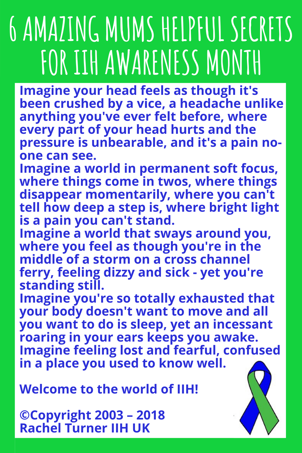Imagine your head poem written by Rachel Turner, one of a group of founding members of IIH UK 